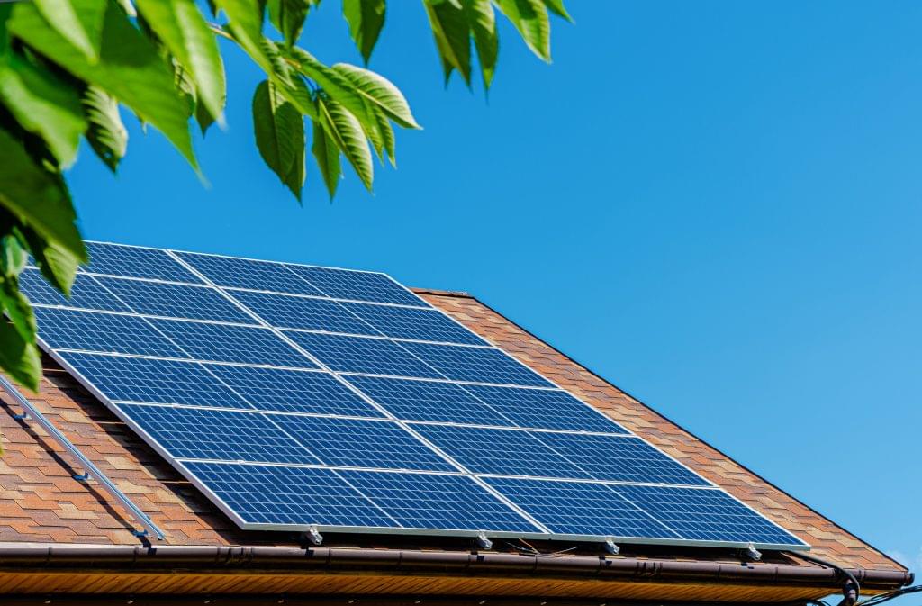 solar panels roof green energy money savings concept web